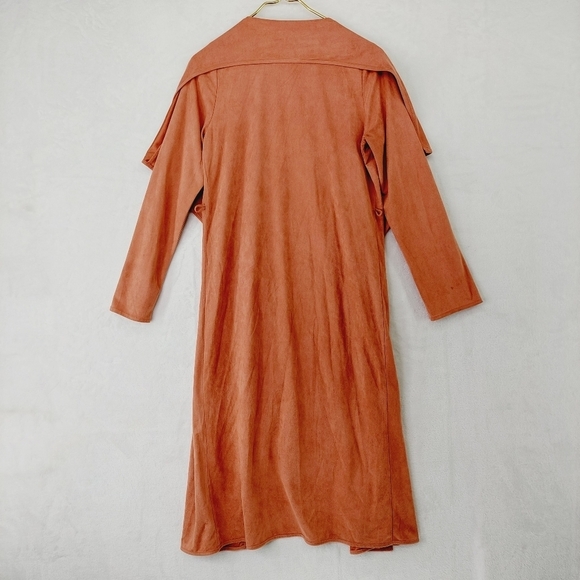 Essue Orange Knit Lagenlook Open Front Long Cardigan Wrap Coat P2081 - Picture 5 of 7